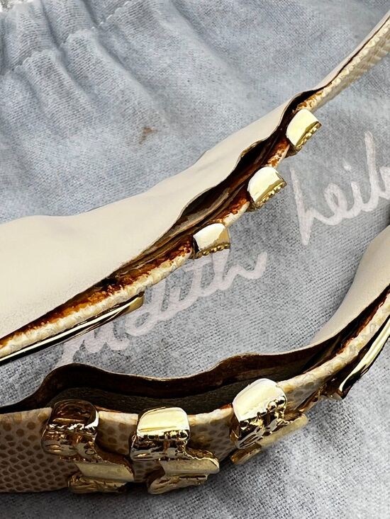 Vtg Judith Leiber Karung Snakeskin Leather Statement Belt Gold Lion Buckle w/Box main image 8